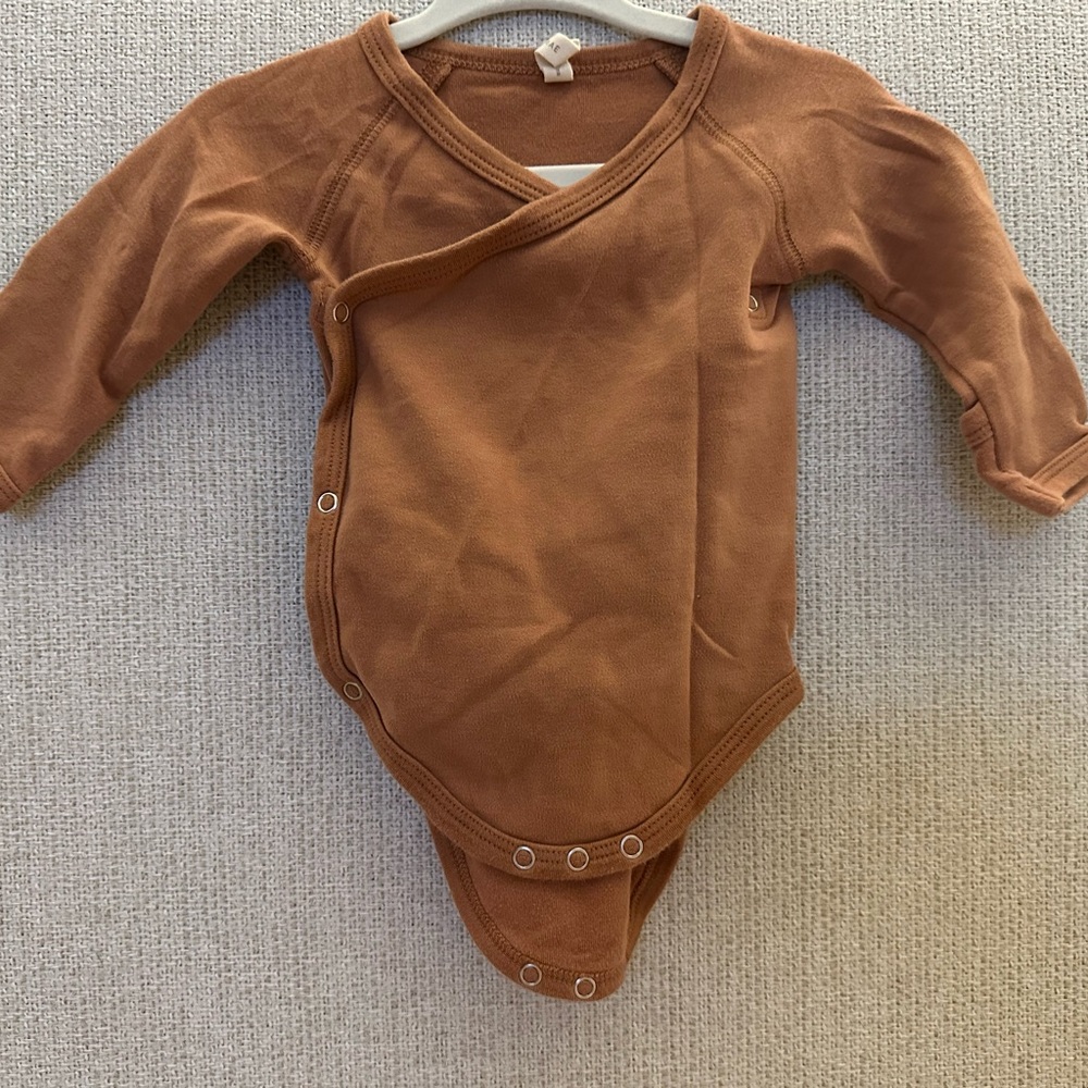 Quincy Mae Brown Bodysuit Wrap-Style One Piece